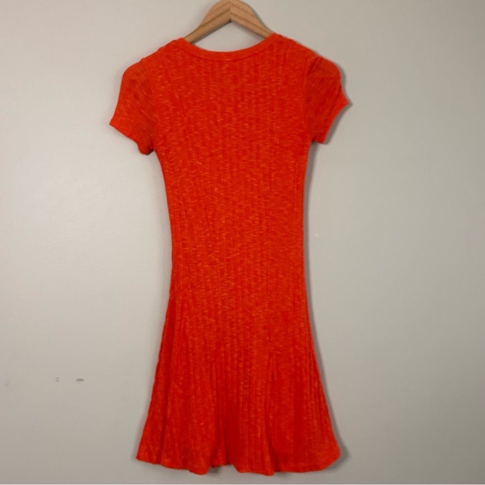 Anthropologie Dolan Left Coast Red Merle Knit Ribbed Flare Shirt Dress Size XXS - Picture 8 of 9